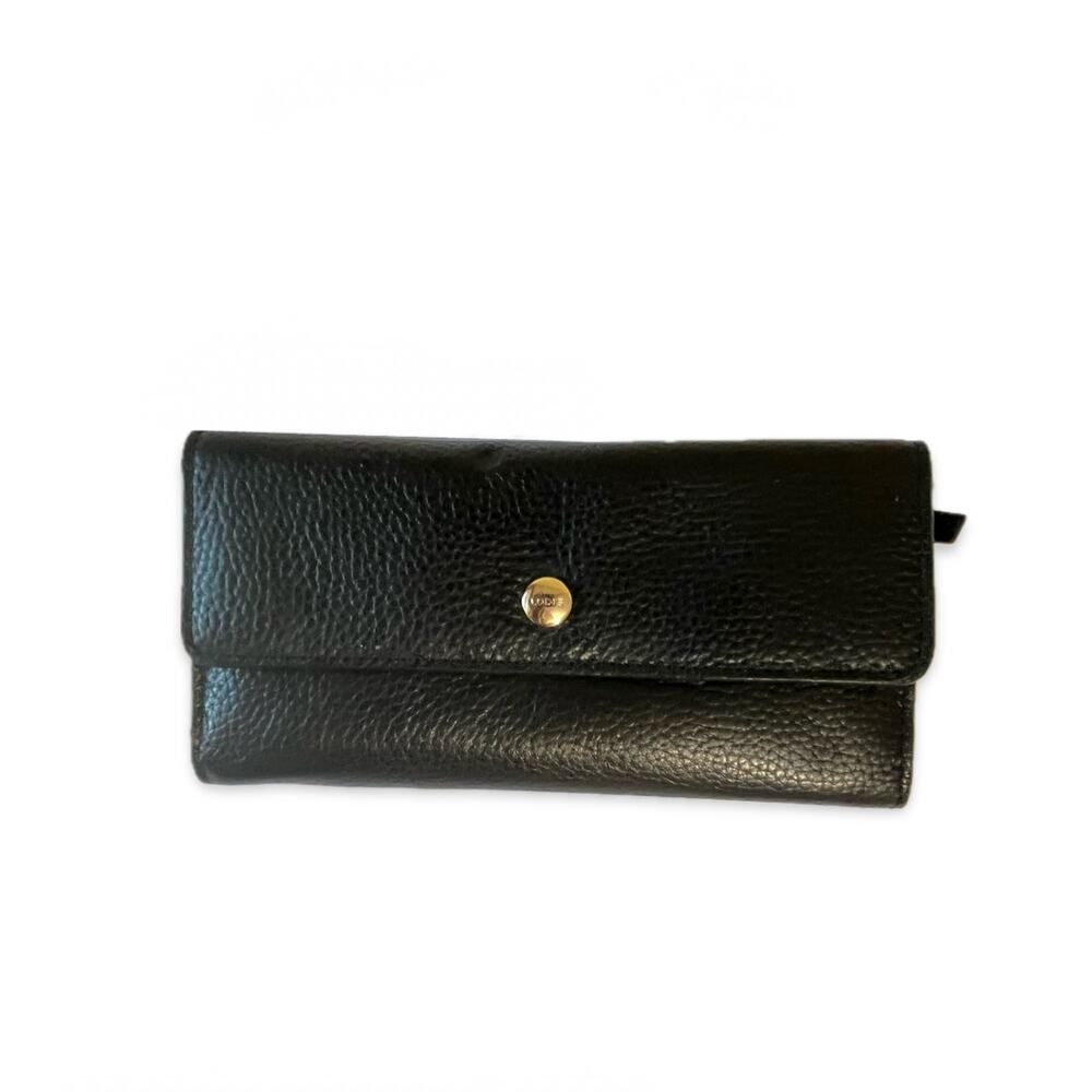 Lodis Black Pebble Leather Wallet with Card Slots